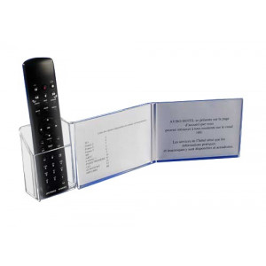 Présentoir télécommande plexi - Plexiglas cristal épaisseur 3 mm - Largeur totale 37 cm - Hauteur 11 cm
