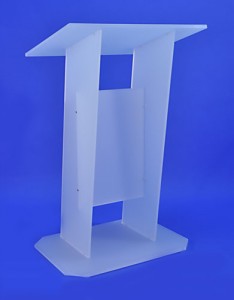 Pupitre conférence - Plexiglas épaisseur 15 mm - Plateau et socle du pupitre 75 x 55 cm - Hauteur maxi 117 cm