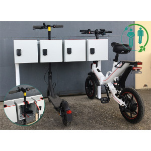 Parking pour trottinettes et vélos électriques avec recharge - 4 ou 6 positions avec option alimentation solaire autonome