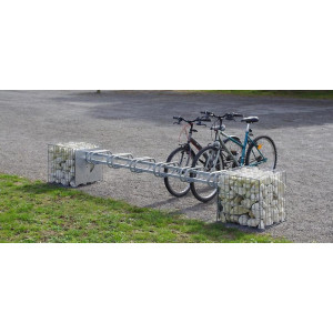 Rack vélo gabion - Rack vélo et banc