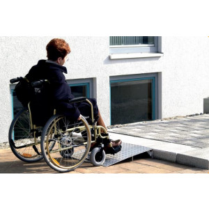 Rampe accès pour personnes handicapées - Aluminium - Longueur : 500 ou 650 mm - Largeur : 1000 mm - Capacité : 300 kg/unité