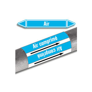 Rouleau adhésif de marqueurs de tuyauterie bleus - air - Rouleau de marqueurs de tuyauterie pour air, différentes tailles de marqueurs possibles, en prédécoupés ou en continu.