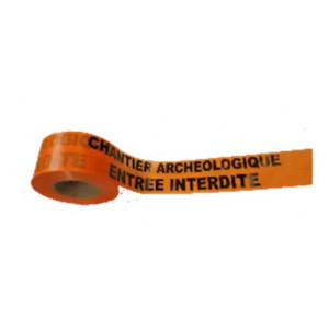 Rubalise Chantier archeologique - Polyéthylène - Largeur : 75 mm - Longueur : 250 m - Message : Chantier archeologique
