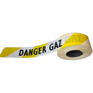 Rubalise Danger gaz - Polyéthylène - Largeur : 75 mm - Longueur : 250 m - Message : Danger gaz ou Attention zone gaz