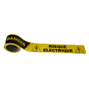 Rubalise Danger Risque électrique - Polyéthylène - Largeur : 75 mm - Longueur : 250 m - Message : Danger Risque électrique