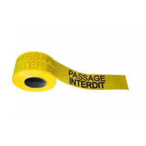 Rubalise Passage interdit - Polyéthylène - Largeur : 75 mm - Longueur : 250 m - Message : Passage interdit