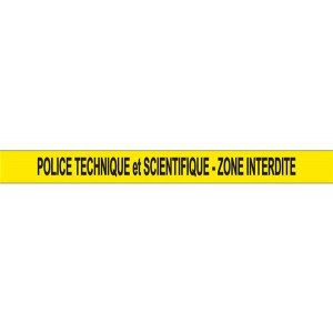 Rubalise Police technique et scientifique - Polyéthylène - Largeur : 75 mm - Longueur : 250 m - Message :  Police technique et scientifique