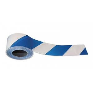 Ruban de signalisation bleu et blanc - Polyéthylène - Format : 50mm x 100m ou 75mm x 250m - Couleur : Bleu et blanc