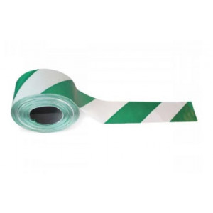 Ruban de signalisation vert et blanc - Polyéthylène - Format : 50mm x 100m ou 75mm x 250m - Couleur : Vert et blanc