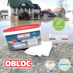 10 sacs anti-inondation OBLOC® - L x l x h : 60 x 38 x 0,5 cm - 60 x 38 x 15 cm (activé)