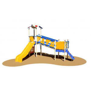 Structure Aire de jeux pour parcs - Pour enfant de 3 à 12 ans - Dimensions : 390 x 490 x 355h cm