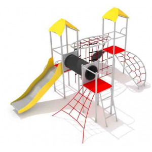 Structure de jeu pour enfant acier galvanisé - Hauteur de chute : 195 cm - Dimensions (L x l x H) : 597 x 458 x 322 cm