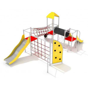 Structure de jeux pour enfant 2 toboggans 3 tours - Hauteur de chute : 195 cm - Dimensions (L x l x H) : 698 x 428 x 286 cm