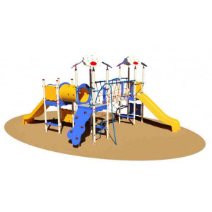 Structure multi jeux extérieur - Pour enfant de 3 à 12 ans - Dimensions : 535 x 740 x 355h cm