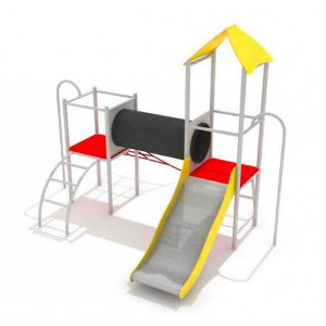 Structure multi-jeux pour enfant - Hauteur de chute : 90cm - Dimensions (L x l x H) : 377 x 329 x 286 cm