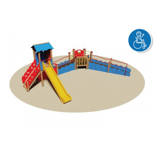 Structure multi jeux pour enfants handicapés - Dimensions (L x P x H) : 550 x 865 x 315 cm