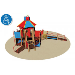 Structure multi-jeux pour enfants PMR - Dimensions (L x P x H): 675 x 860 x 435 cm