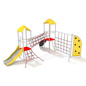 Structure pour enfant 2 tours avec toit - Hauteur de chute : 195 cm - Dimensions (Lx l x H) : 578 x 430 x 286 cm