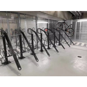 Support 3 vélos double rack et borne de recharge extérieure - Hauteur sous-plafond 2,20 m (vélos inclus)