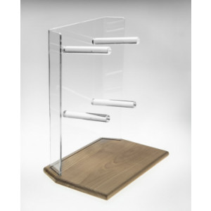 Support à bretzels pied en bois - Acrylique transparent - Dimensions : (LxPxH) 320 x 200 x 400 mm - 4 bras de support