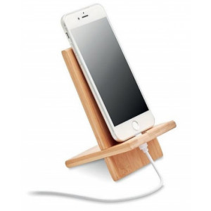 Support de téléphone en bambou personnalisable - Taille du produit : 14 x 8 x 0,7 cm