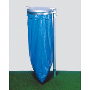 Support sac poubelle galvanisé avec couvercle  - Capacité : 120 L - Support en acier galvanisé - Couvercle plastique ou acier 