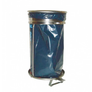 Support sac poubelle en inox - Capacité : 110 L - Dimensions : Ø475 x H 850 mm - Matière : Acier inox 18/10 Aisi 304