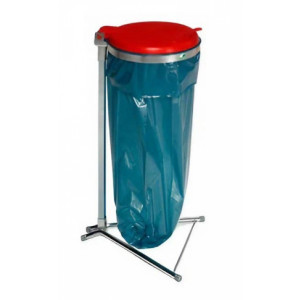 Support sac poubelle galvanisé couvercle plastique  - Acier galvanisé - Couvercle plastique bleu, jaune, vert et noir