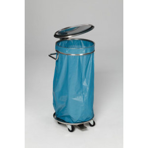 Support sacs poubelle mobile avec pédale - Dimensions : 900 x 600 x 410 ou 990 x 630 x 550 mm - Diamètre couvercle  : 410 mm - Tôle d'acier galvanisé
