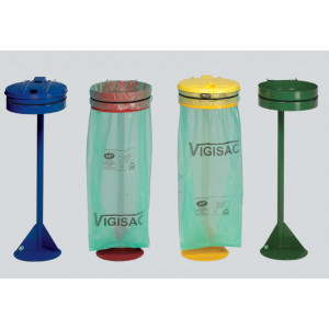 Supports sacs poubelle vigipirates - Dimensions : H.1050 x Ø 270 mm - Couvercle : sans, plastique ou acier