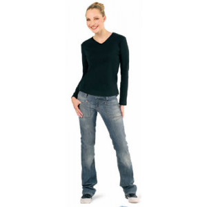 T-shirt personnalisé coton pour femme côte 1x1 - Tee-shirt personnalisable manches longues femme côte 1x1