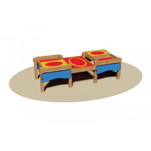 Table avec bacs à sable pour enfants - Dimensions (L x P x H): 90 x 210 x 60 cm