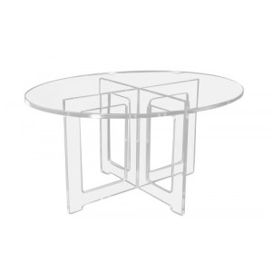 Table basse plexi ovale - Altuglas cristal épaisseur 1.5 cm - plateau : 97 x 79 cm - Hauteur : 49 cm
