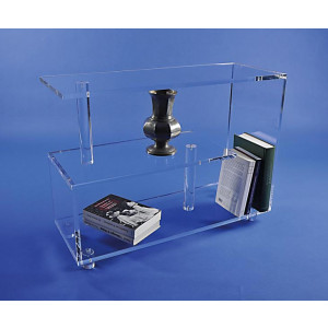 Table d'appoint en Plexiglas avec étagères - Plexiglas cristal épaisseur 1.5 cm - Dimensions: 80/30 cm - Hauteur totale : 59 cm