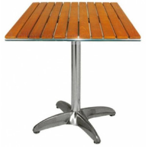 Table de bar carrée pied en aluminium - Dimensions (Lxl) : 60 x 60 cm - Table carrée aluminium et teck