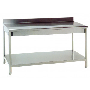 Table de cuisine adossée en inox - Dimensions mm : De 1000 x 700 x 850/900 à 1400 x 700 x 850/900