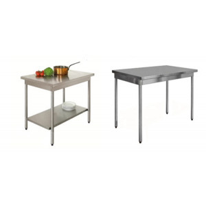 Table de cuisine démontable - Matière : Inox AISI 304 L - Longueur : 1000 - 1200 mm - Largeur : 600 mm- Hauteur : 900 mm