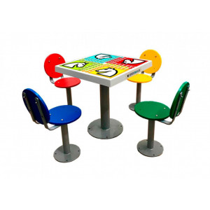 Table de jeu des petits chevaux d'extérieure - Table avec dossier et 4 bancs