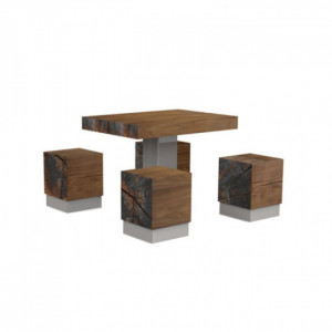 Table de pique-nique avec banc en bois - Dimensions de l'ensemble (L x l): 1420 x 1420 mm