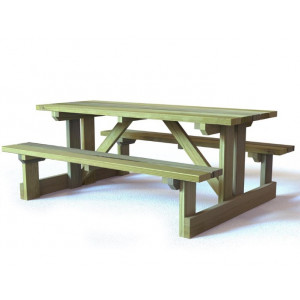 Table de pique-nique bois - Dimensions : 2000 x 1730 mm - Pin traité - A sceller ou à poser