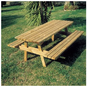 Table de pique-nique en bois - Dimensions (L x P x H): 190 x 150 x 80 cm 