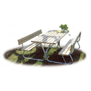 Table de plein air en bois - Dimensions (L x P x H) cm : 190 x 183 x 77