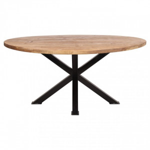 Table de style contemporain et industriel - Table de style industriel au design moderne avec plateau en bois