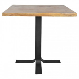 Table de style contemporain et industriel contract - Table avec pied métallique et plateau en bois de manguier