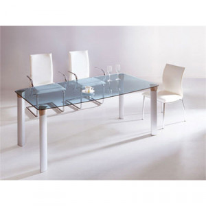 Table design en verre transparent - Longueur 160 cm, Largeur 85 cm, hauteur 76 cm