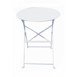 Table guéridon pliante métallique  - Structure acier - Taille table : Ø 60 x H.72 cm - Hauteur d'assise chaise : 44 cm 