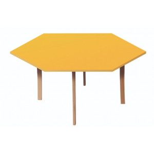 Table hexagonale en bois diamètre 160 - Diamètre : 1600 mm - Taille 6 - Plateau mélaminé - Structure hêtre massif 