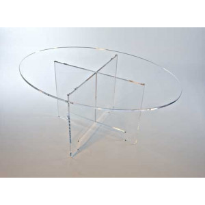 Table ovale démontable plexiglas - Plexiglas épaisseur 1 cm - Dimensions: 100/70 cm oovale - Hauteur 45 cm
