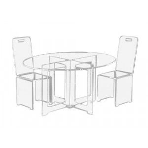 Table ovale en plexiglas - Plexiglas épais 1.5 cm - Dimensions : 148 x 120 cm - Hauteur : 71 cm