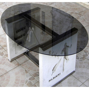 Table personnalisable lumineuse à Led - 2 dalles en pierres reconstituées